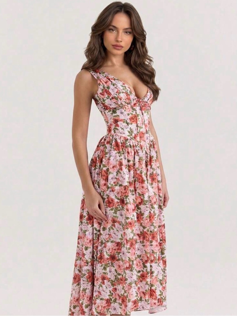 NWOT Floral Pink V-Neck Maxi Dress